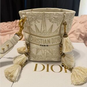 Dior White Mini Bag with Tassel Details